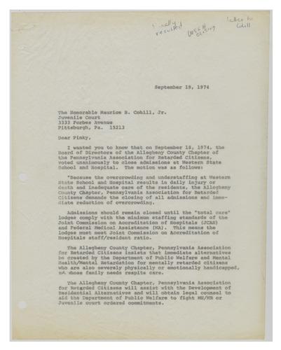 Letter from Virginia Thornburgh to Judge Maurice Cohill (2)