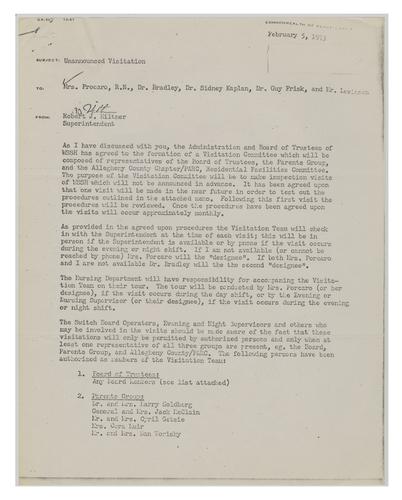 Unannounced Visitation Memo