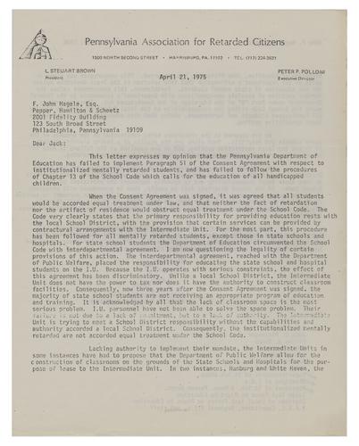 Letter from Roger Buchanan to F. John Hagele
