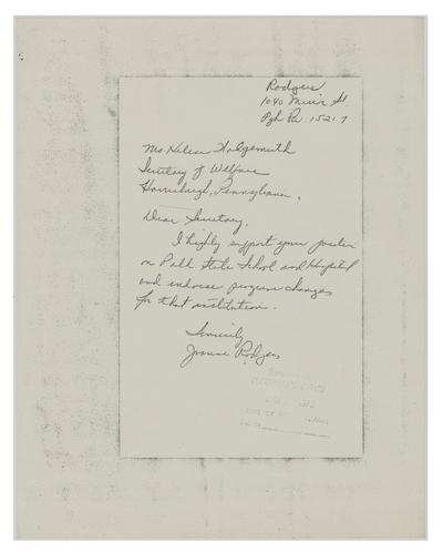 Letter from Jeanne Rodgers to Helene Wohlgemuth