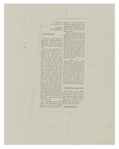 "Polk Cage Removal" Letter to the Editor