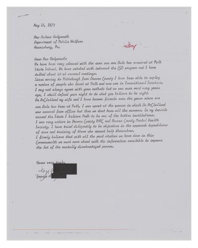 Letter from George S. to Helene Wohlgemuth