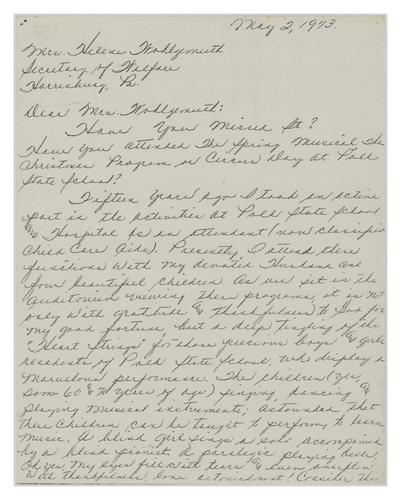 Letter from Ruth Andrews to Helene Wohlgemuth