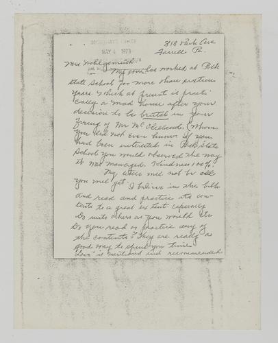 Letter from Clara Hamilton to Helene Wohlgemuth