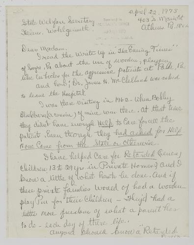 Letter from Margaret Kunzman to Helene Wohlgemuth