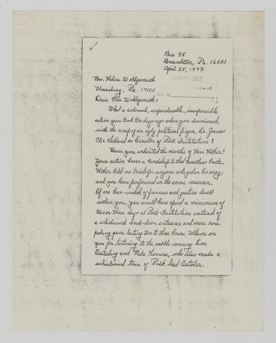 Letter from Adah M. Armstrong to Helene Wohlgemuth