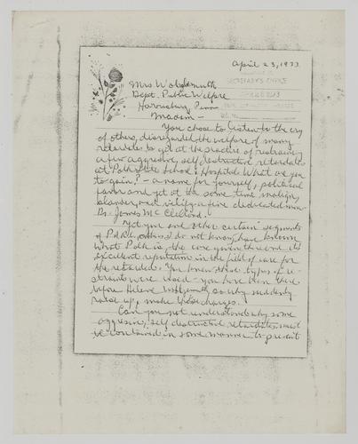 Letter from Marjorie Felder to Helene Wohlgemuth