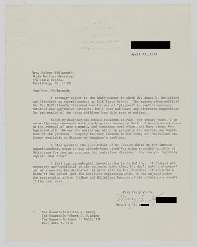 Letter from Mary K. to Helene Wohlgemuth