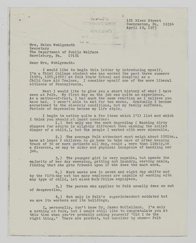 Letter from Ann Johnson to Helene Wohlgemuth