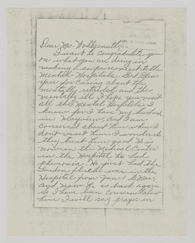 Letter from Catherine Ostrsycki to Helene Wohlgemuth