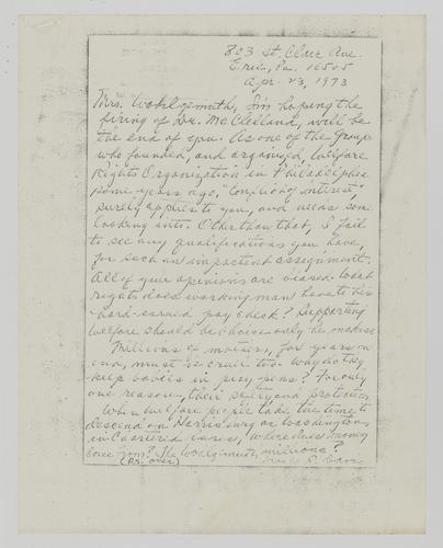 Letter from Mrs. Davis to Helene Wohlgemuth