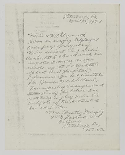 Letter from Dorothy Murphy to Helene Wohlgemuth