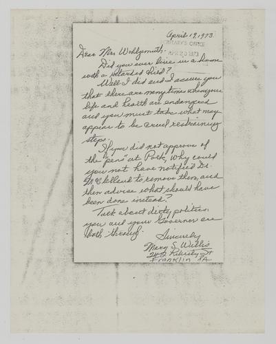 Letter from Mary Willis to Helene Wohlgemuth