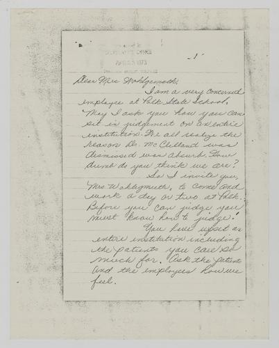 Letter from Barbara Shook to Helene Wohlgemuth