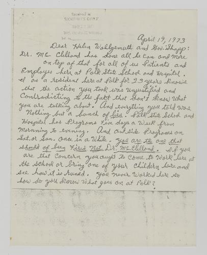 Letter from Samuel Fine to Helene Wohlgemuth