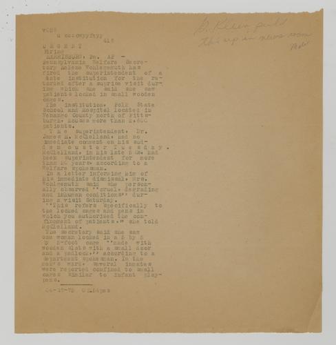 Draft of News Article to Harrisburg