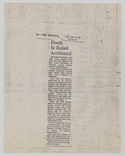 "Death Is Ruled Accidental" Article