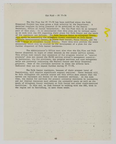 Community Living Arrangements Plan Fiscal Year 1977-1978
