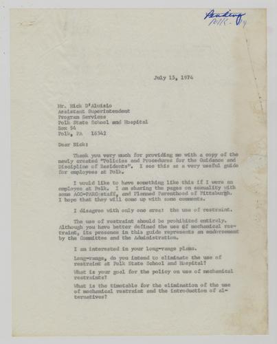 Letter from Bob Nelkin to Nick D'Aluisio