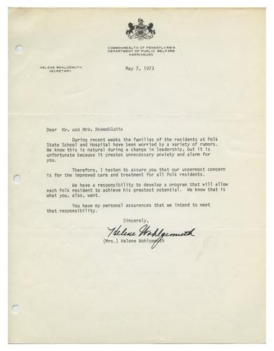 Letter from Helene Wohlgemuth to Mr. and Mrs. Rosenblatt