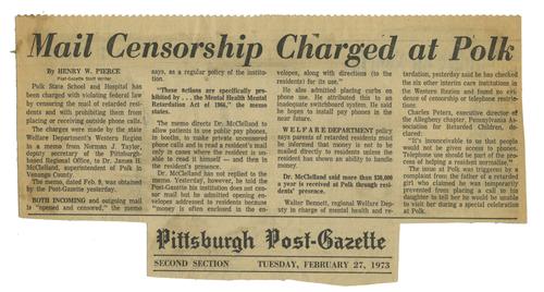 "Mail Censorship Charged at Polk" Article