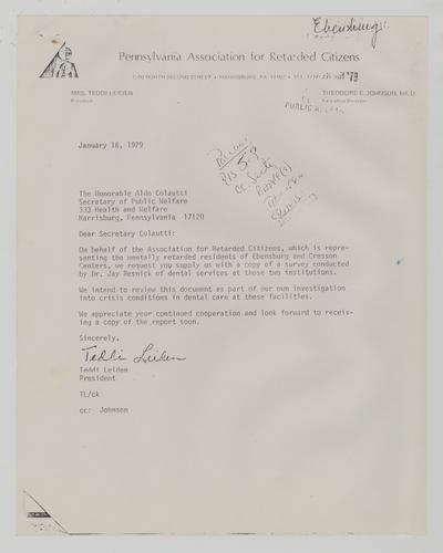 Letter from Teddi Leiden to Aldo Colautti