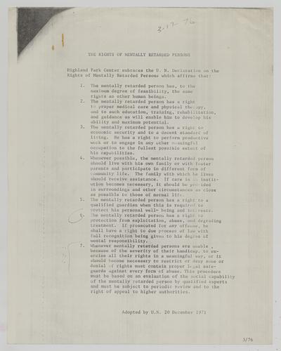 Highland Park Center Policies