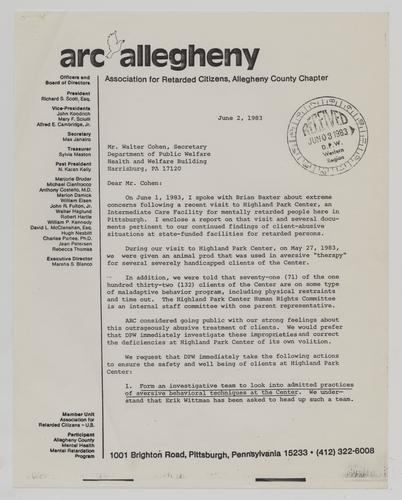 Letter from N. Karen Kelly to Walter Cohen