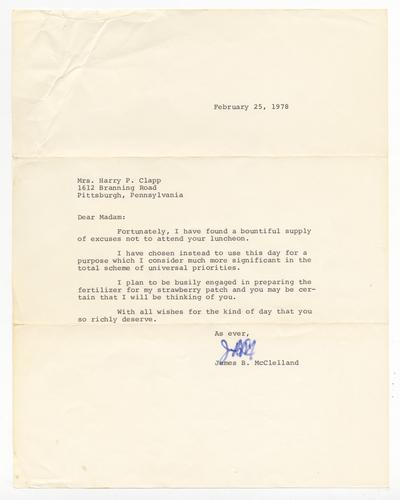 James McClelland Letter