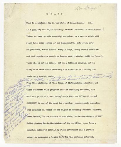 Governor Shapp Speech Draft