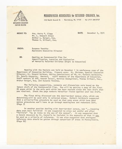 Suzanne Yenchko Memo