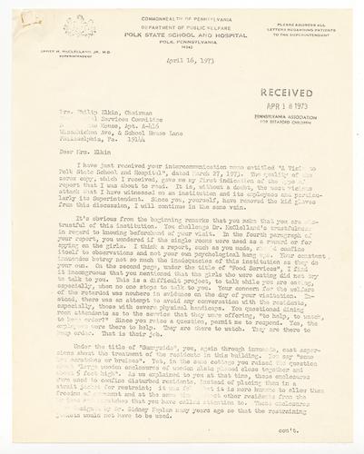 Father John Kirk Letter to Eleanor Elkin