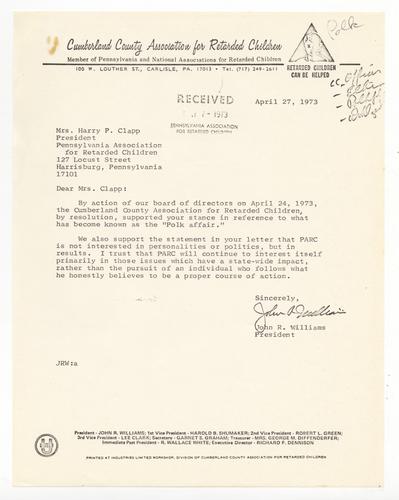 Cumberland County Association Letter