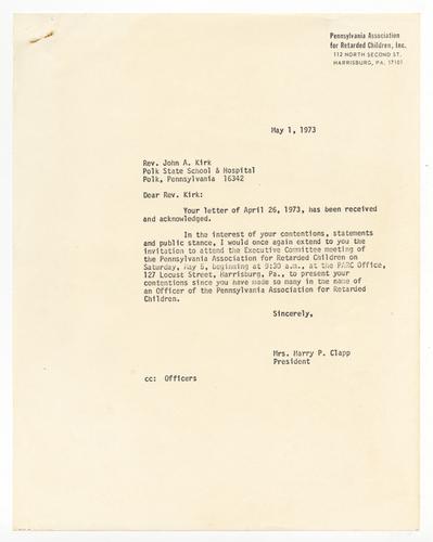 Father John Kirk Resignation Correspondence