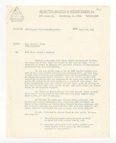 Memo to PARC Chapter Presidents