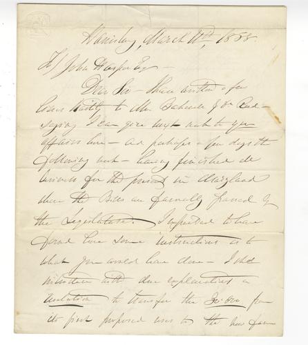 Letter from Dorothea Dix to John Harper