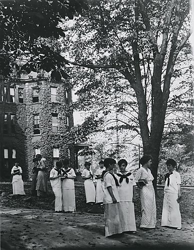 Students congregate outside Berry Hall