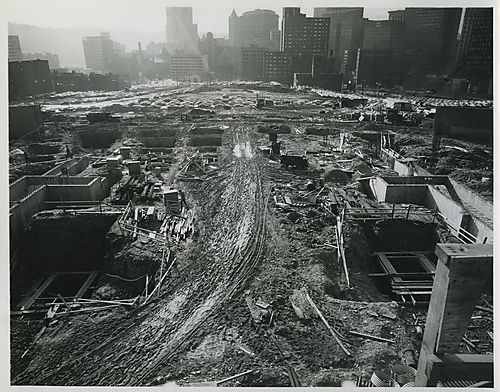 Construction of Civic Arena's foundation