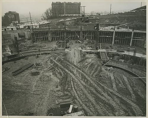 Construction of the Civic Arena wall