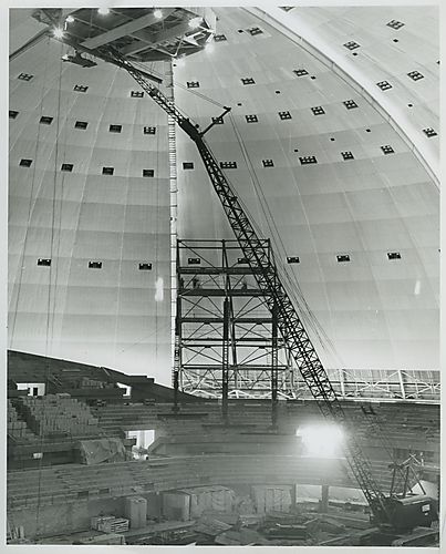 Crane working inside the Civic Arena