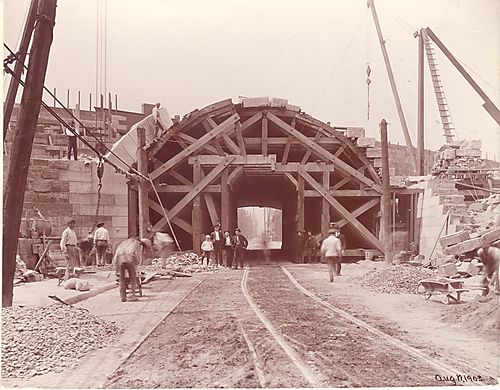 Laying stone on the wooden frame